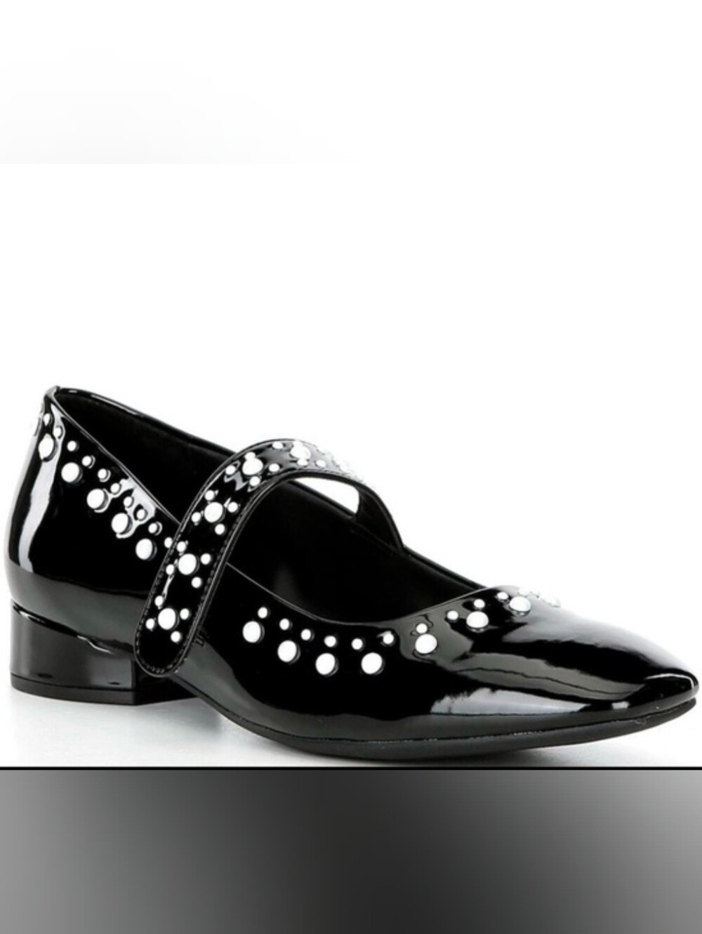 Copper Key Black Patent Mary Jane Flats with Stud Accents